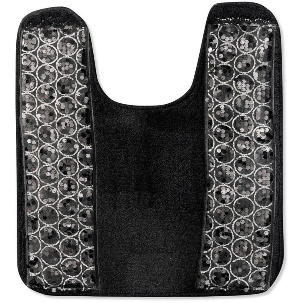 Popular Bath Sinatra Black Collection Bathroom Contour Toilet Commode Rug